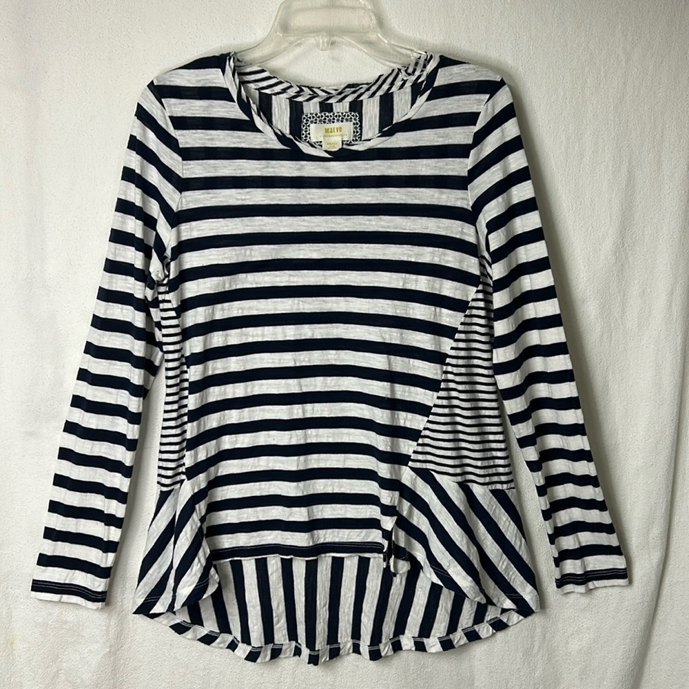 Maeve Women’s Top size S Navy/White Stripe Cotton Blend